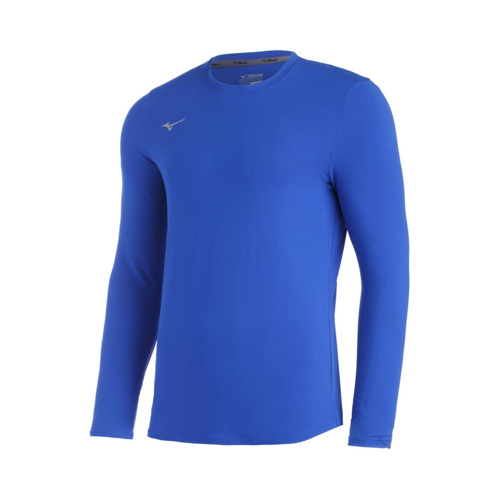 Mens Mizuno Comp Diamond Long Sleeve Crew Baseball Shirt Royal Philippines (CJXFUQ485)